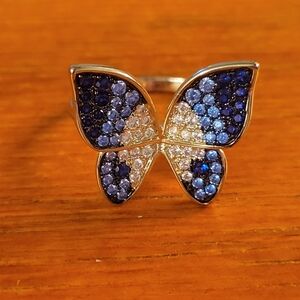 Beautiful Melinda Maria Butterfly Ring with Blue and Accents